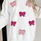 Chenille Bowknot Graphic Drop Shoulder Baggy Sweatshirt