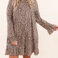 Leopard Plus Size Ruffle Long Sleeve Mini Dress