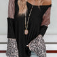 Sequin Patchwork Bell Sleeve V Neck Tunic Top