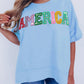 Sparkle America Pastel Embroidered Graphic T-shirt