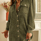 Corduroy Buttoned Long Sleeve Shirt Dress