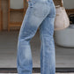 High Rise Distressed Straight Leg Jeans
