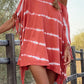 Tie Dye Striped Fringe Trim Oversized T-shirt Dress