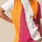 Textured Knit Colorblock Short Sleeve Sweater