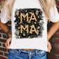MAMA Leopard Color Block Crew Neck Casual Tee