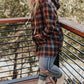 Plus Size Plaid Kangaroo Pocket Drawstring Hoodie