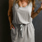 Sleeveless Drawstring Waist Mini Dress