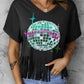 Sequined Disco Ball Fringed V Neck T Shirt