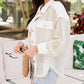 Lace See-through Button Collared Shacket
