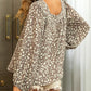 Leopard Square Neck Puff Sleeve Blouse