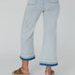 Acid Wash Contrast Edge Pocketed Cropped Jeans