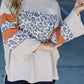 Leopard Patchwork Bell Sleeve Loose Split Top