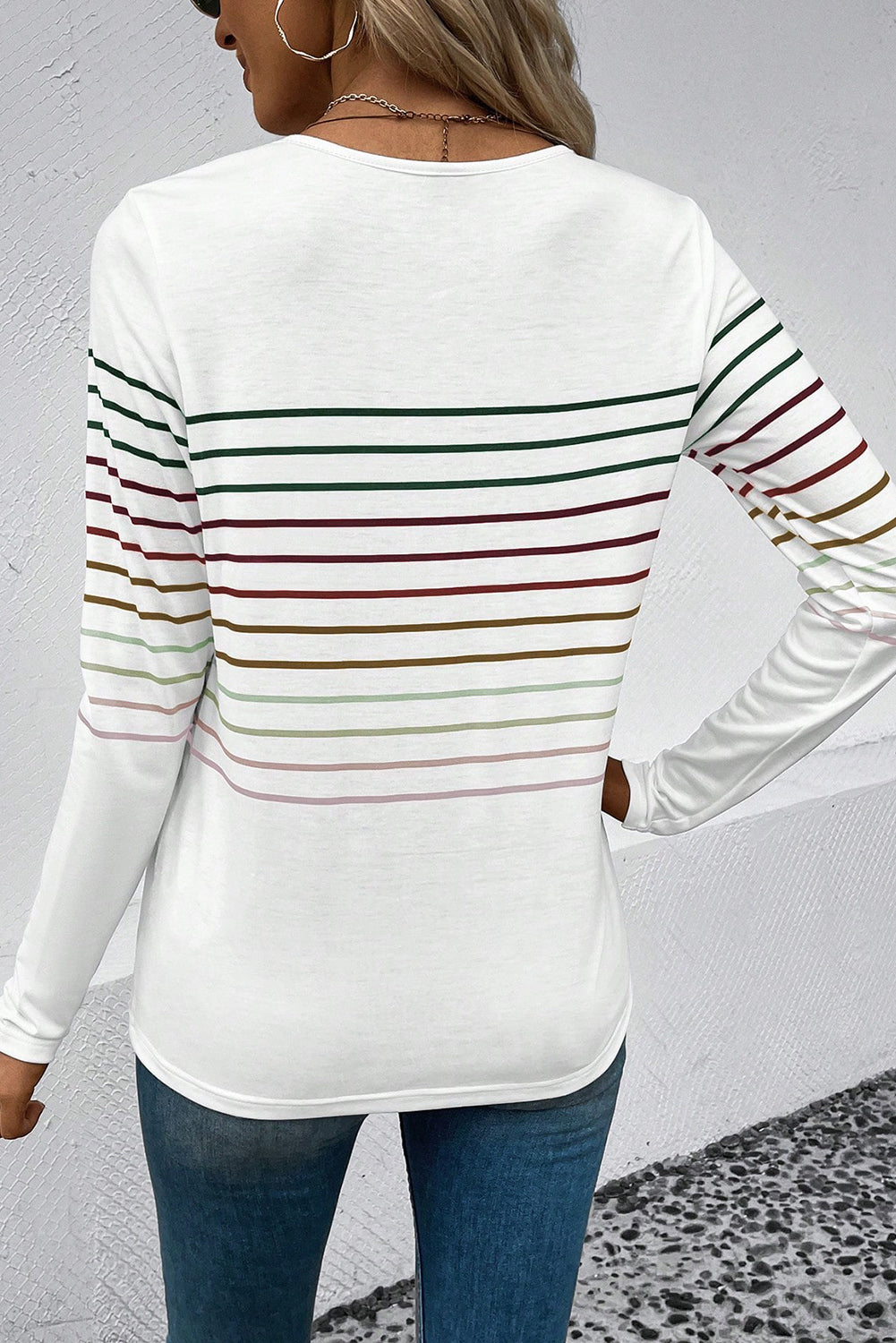 Striped Crew Neck Long Sleeve Top