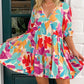 Floral Tiered V Neck Plus Dress