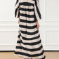 V Neck Kimono Sleeve Striped Maxi Dress