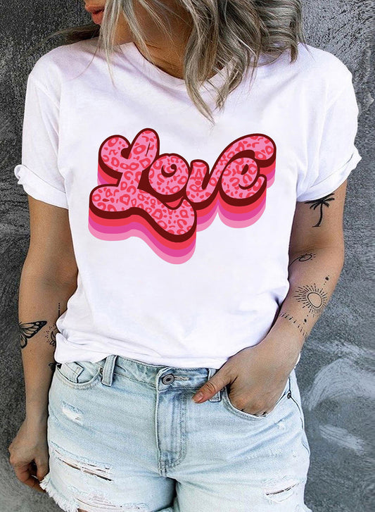 Leopard Love Letter Graphic Plus Size Tee