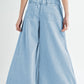 Mineral Wash Button Fly Waist Wide Leg Jeans