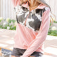Cow Spots Patchwork Half Zip Drawstring Hoodie