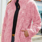 Solid Checkered Side Pockets Zipper Fleece Jacket