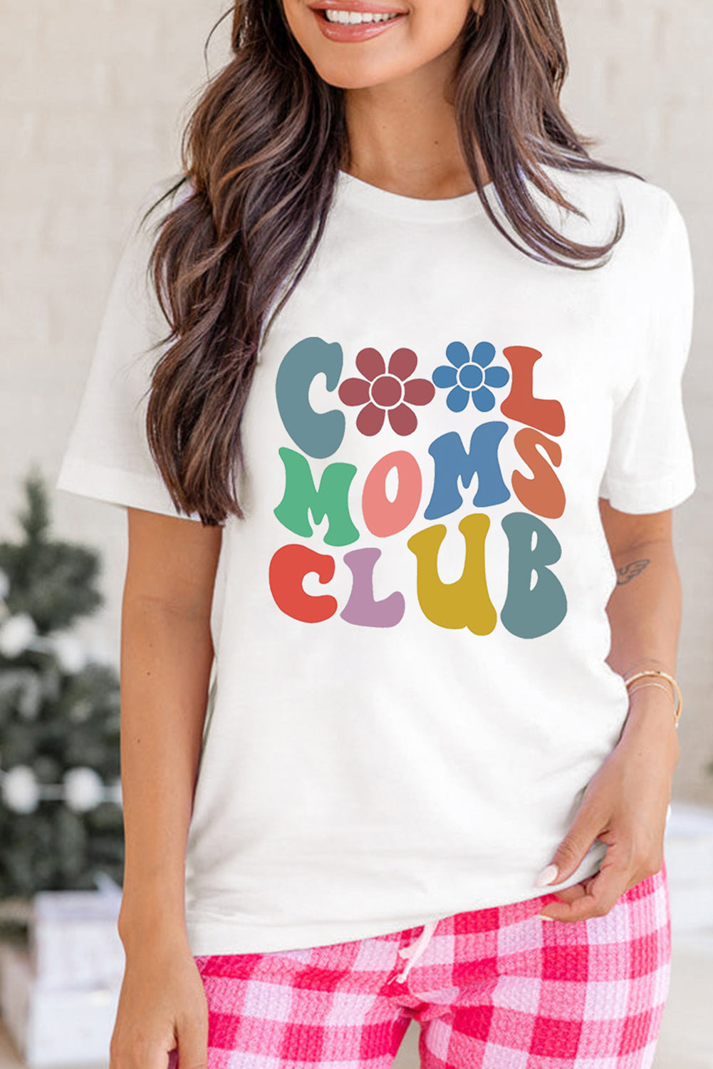 COOL MOMS CLUB Flower Print Crew Neck T Shirt