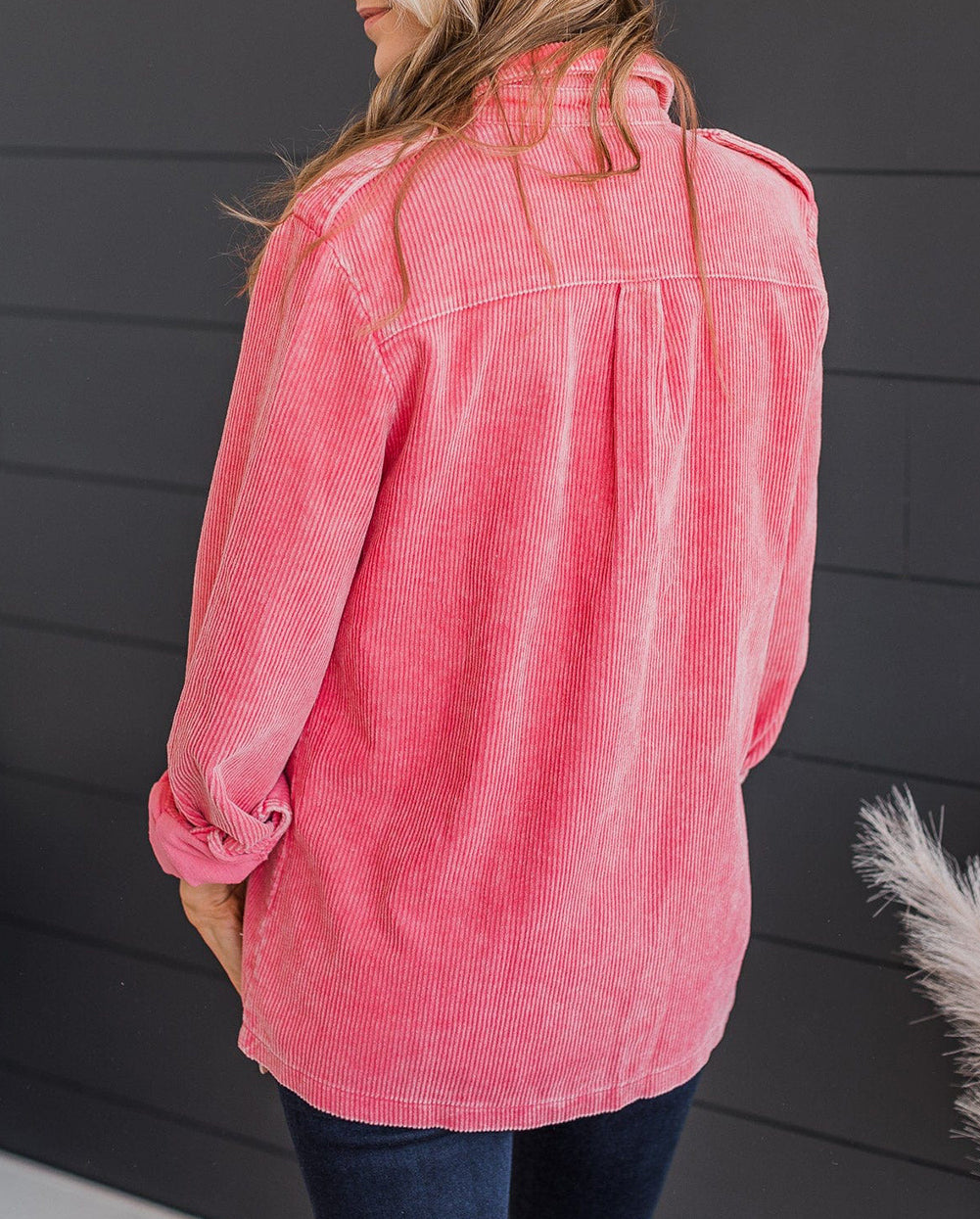 Buttoned Flap Pocket Corduroy Jacket