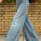 Acid Wash Extra Wide Leg High Waist Long Jeans