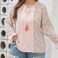 Dotty Floral Patchwork Plus Size Long Sleeve Blouse