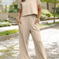 Raw Hem Loose Tee and Wide Leg Pants Set
