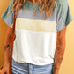 Ribbed Color Block Patchwork T-shirt