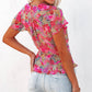 Surplice V Neck Floral Print Flutter Peplum Blouse