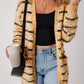 Striped Pom Pom Knit Open Front Long Cardigan