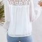 Lace Patch Sheer Flounce Sleeve Blouse
