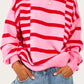 Stripe Bubble Sleeve Drop Shoulder Ribbed Trim Sweater