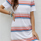 Striped Print Round Neck T-shirt Mini Dress