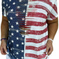 Plus Size Laser Cut USA Flag Printed T-shirt