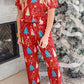 Christmas Tree Print V Neck Tee and Pants Lounge Set