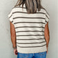 Stripe Side Slits Crewneck Short Sleeve Sweater Tee