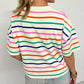 Stripe Dropped Short Sleeve Boxy Fit Knitted Top