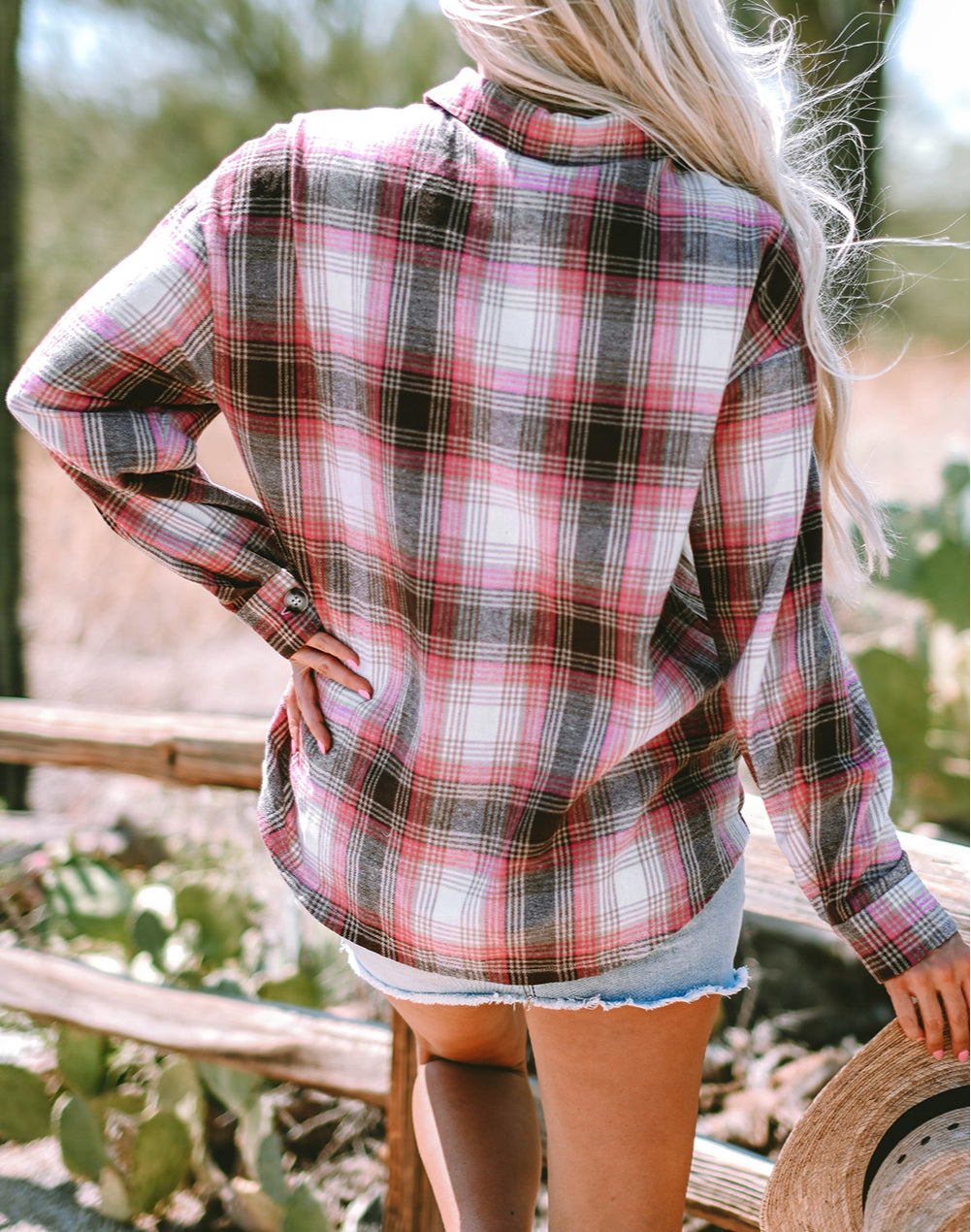 Plaid Flap Pocket Button Up Shacket