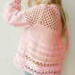 Solid Color Pointelle Knit Puff Sleeve Sweater