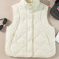 Quilted High Neck Button Up Pocket Vest Coat