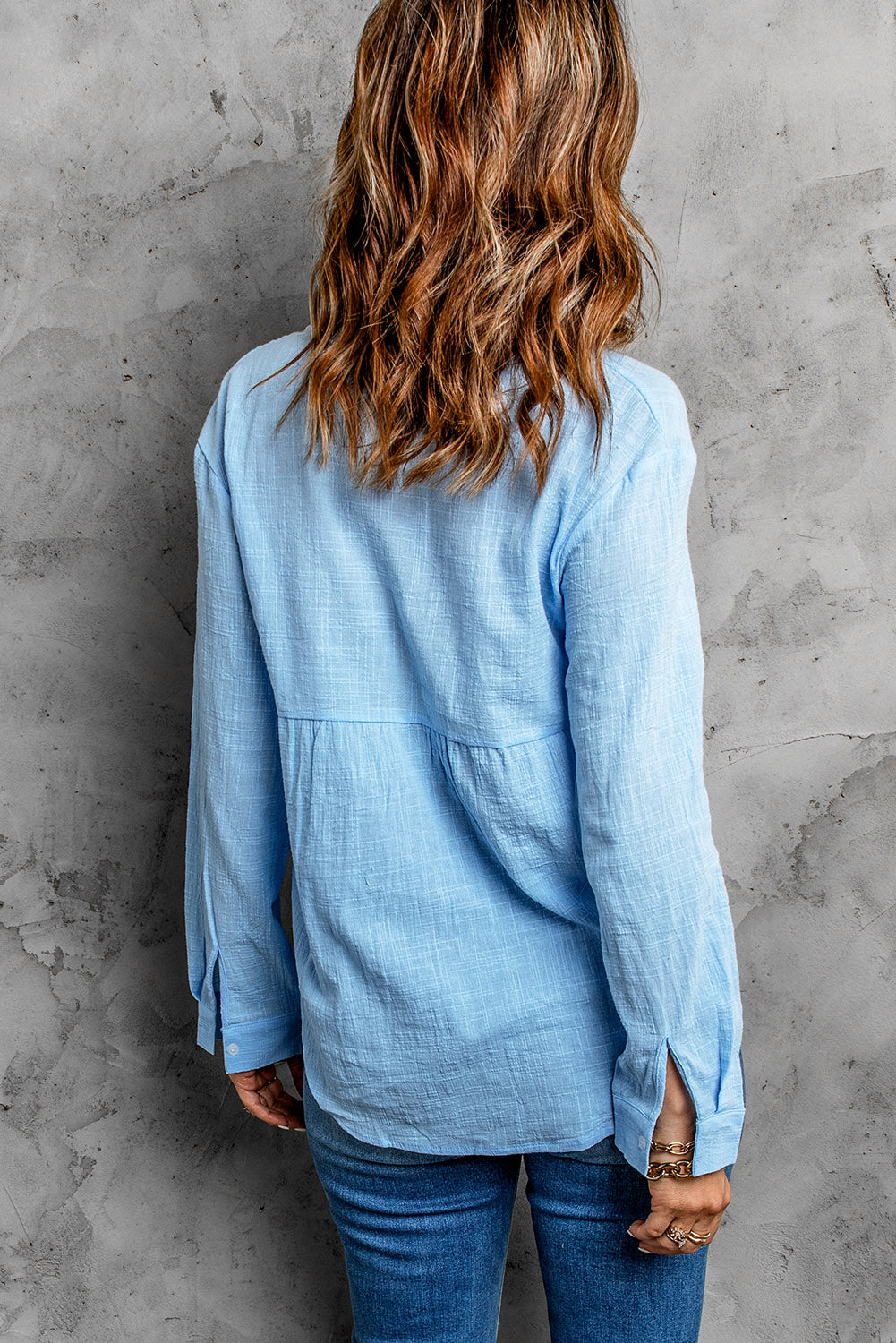 Textured Solid Color Basic Shirt