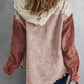 Color Block Button Down Hooded Corduroy Jacket