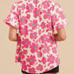Floral Puff Sleeve Frilled Neckline Blouse