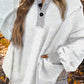 Textured Side Pockets Buttoned Neckline Sweatshirt