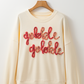 Gobble Gobble Embroidered Pattern Drop Shoulder Crew Neck Sweatshirt