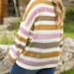 Plus Size Striped Hollowed Knitted Loose Sweater