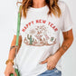 HAPPY NEW YEAR Western Pattern Crewneck T Shirt
