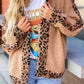 Leopard Contrast Lapel Collar Sherpa Coat