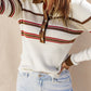 Rib Knitted Stripe Detail Henley Sweater